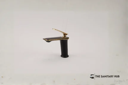 Black & Gold Bathroom Basin Mixer Tap - Modern Single Handle Faucet