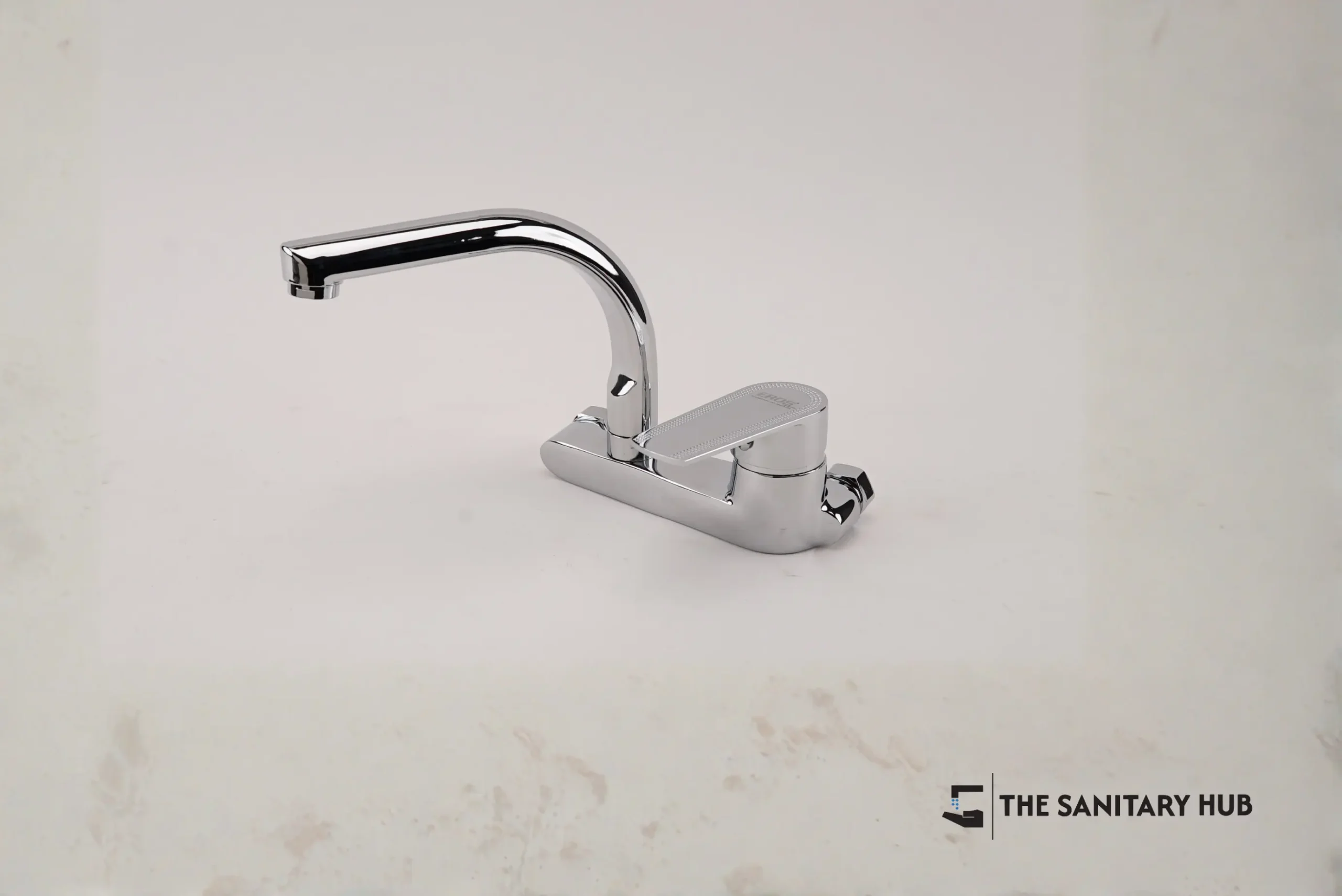 EROS Chrome Kitchen Mixer Tap with Textured Handle – Single Lever _ Made in Spain blank